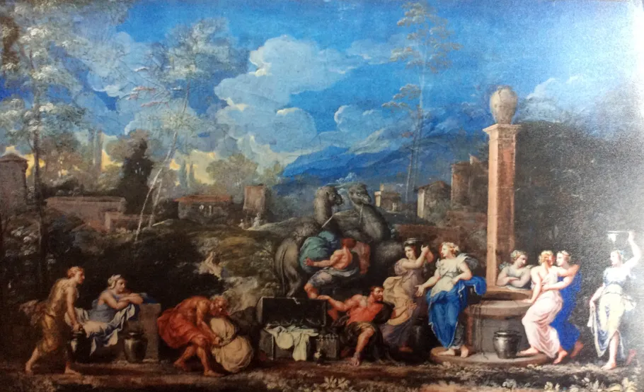 Eliezer et Rebecca au puits, gouache